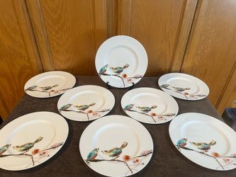 Beautiful NEW Lenox Set of 8 Chirp Bone China Salad/Lunch Plates 9.5” Diameter
