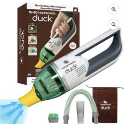 Horsepower Duck Compact Cordless Vacuum, Ultra-Powerful Upgraded Battery for Extra-Long Run Time, AS SEEN ON TV, Strong Suction, Easy to Store, Portab