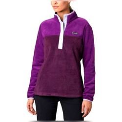 NEW Columbia Womens Purple Benton Springs Snap Fleece Sherpa Pullover Jacket XL