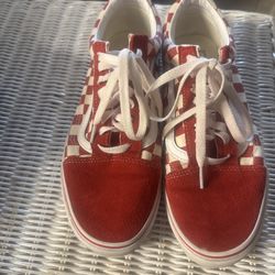 Vans red and white checkered print