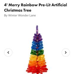 New!! 4ft (4 Ft) Pre-lit (Prelit) Rainbow Christmas Tree 