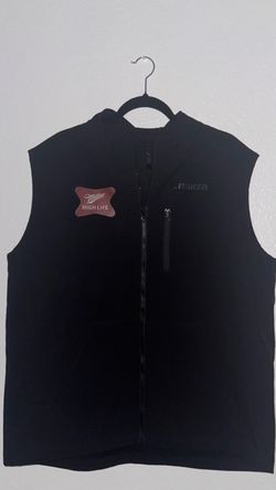 Men’s Striker Black Zip-Up Vest with Miller High Life Patch