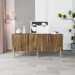 Mid Century TV Stand Media Console with Walnut Finishing - W59"xL17.71"xH27.55"