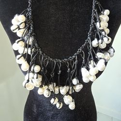 Geometric Imitation Pearl Rope Statement Necklace