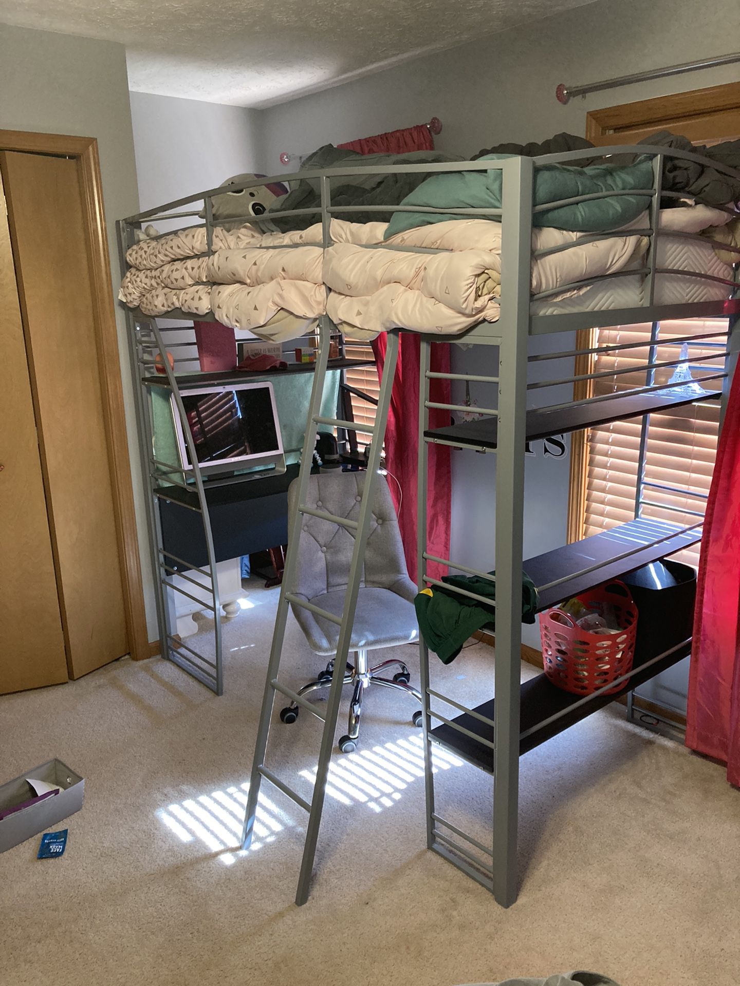 Twin size bunk bed with desk attached one-year-old