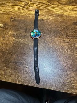Watch with Abalone Dial and Black Leather Strap