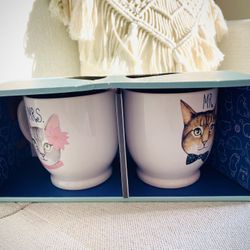 Mr. & Mrs. Porcelain Coffee Mugs NEW! 