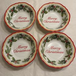 Vintage Merry Christmas Melamine 4 Bowl Set