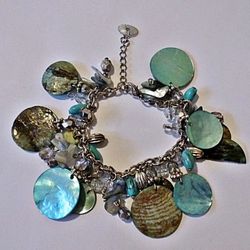 Turquoise Mother of Pearl Charm Bracelet
