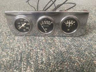 SW Triple Gauge Panel Water Temp Pressure Ammeter