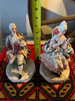 Pareja figura porcelana victoriana 8 plg