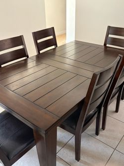 Dark Wood Dining Table with 6 Chairs
