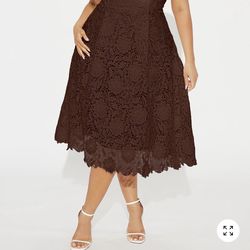 Chocolate brown lace midi dress