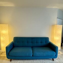 Modern Blue Mid-Century Sofa