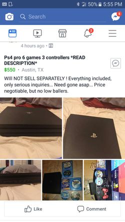 ps4 pro 5 games and 3controllers