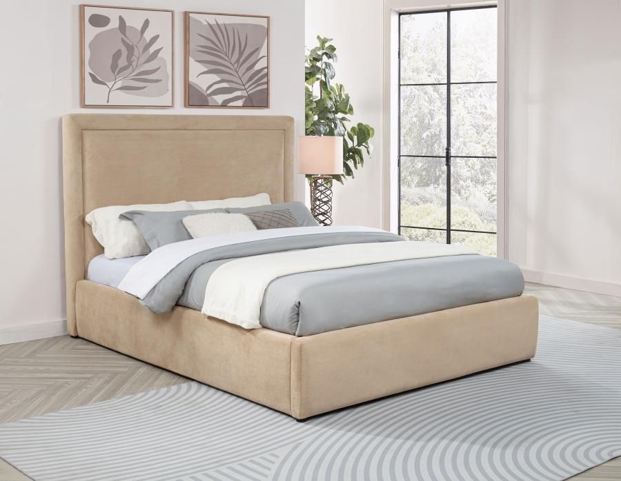 Frame Queen Light Saddle fabric color, Platform bed, New Especial price