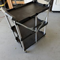 Shelf Foldable Capacity Heavy Duty Plastic Rolling Cart 