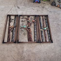 Metal Trees And Birds Wall Art