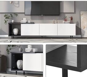Modern Extendable TV Stand, Entertainment Center for Up to 80+Inch TV, TV Cabinet with Shelves