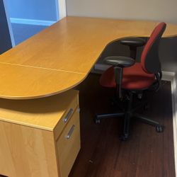 Desk, Drawer And Chair