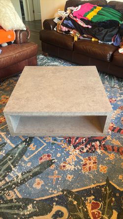 Square Coffee Table with Bottom Shelves