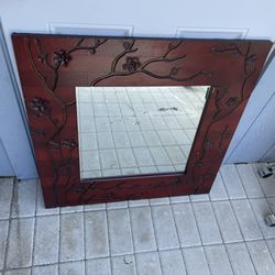 Handcrafted Wood Blossom Mirror