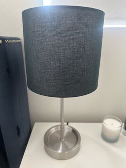 Two Matching Table Lamps Blue and Silver