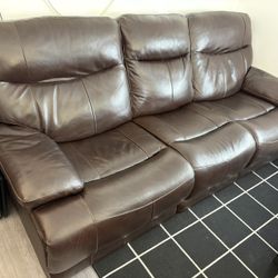 Leather Power Reclining Sofa with Power Headrests