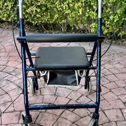Wheeled Walker With Seat, Brakes And Carry Basket