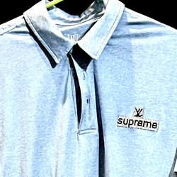 Brand New Super Luxury Mens Medium Polo Style Shirt With Black And White Rhinestone Logo 