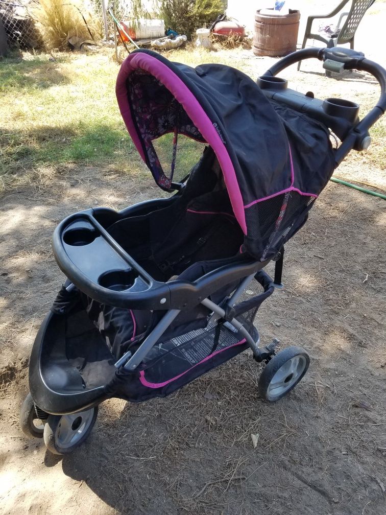 Stroller, car seat, and base