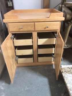 Solid oak baby changing table