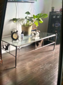 Glass table metal legs