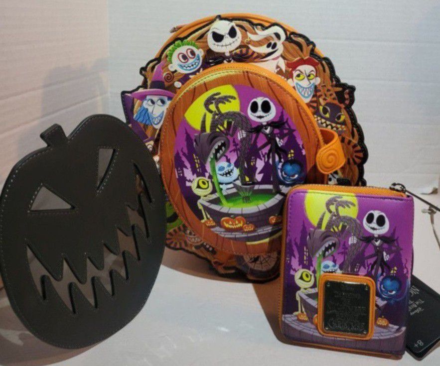 Loungefly Nightmare Before Christmas Cameo Backpack And Wallet Included Nwt EXCLUSIVE 