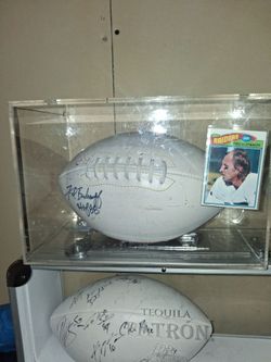 Fred Biletnikoff  raiders all of fame signed volleyball with 76 football card