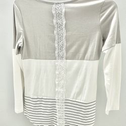 Stripped White Long Sleeve Shirt Women’s Size Small