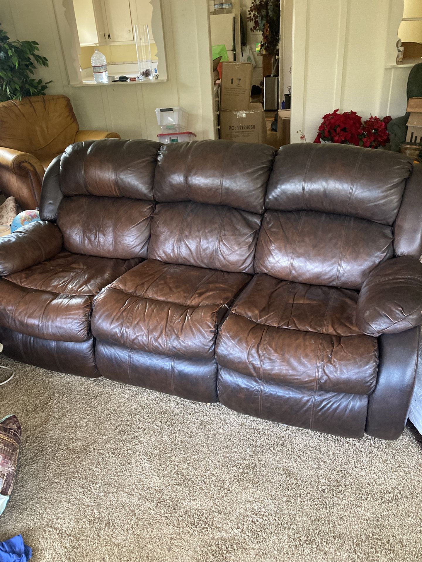 Leather Couch And Recliner Set