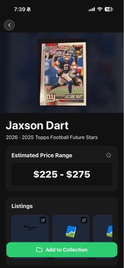 jaxon dart topps card