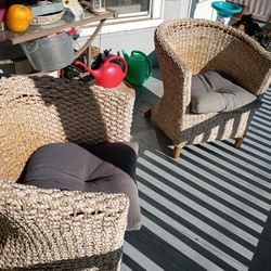 Wicker Accent Chairs with Cushions – $50 Each