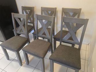 6 beautiful gray dining chairs