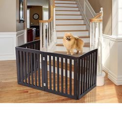 Freestanding Pet Gate for Dogs - 4 Panels Indoor Foldable Dog Fence for Stairs, Hallways, or Doorways - 82x24-Inch 