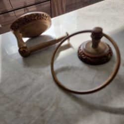 Two Bathroom Accessories Toilet Paper Holder And Towel Holder