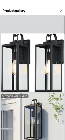 Clear Glass Outdoor Wall Lights - 2 Pack 18 Inch Matte Black Exterior Lighting