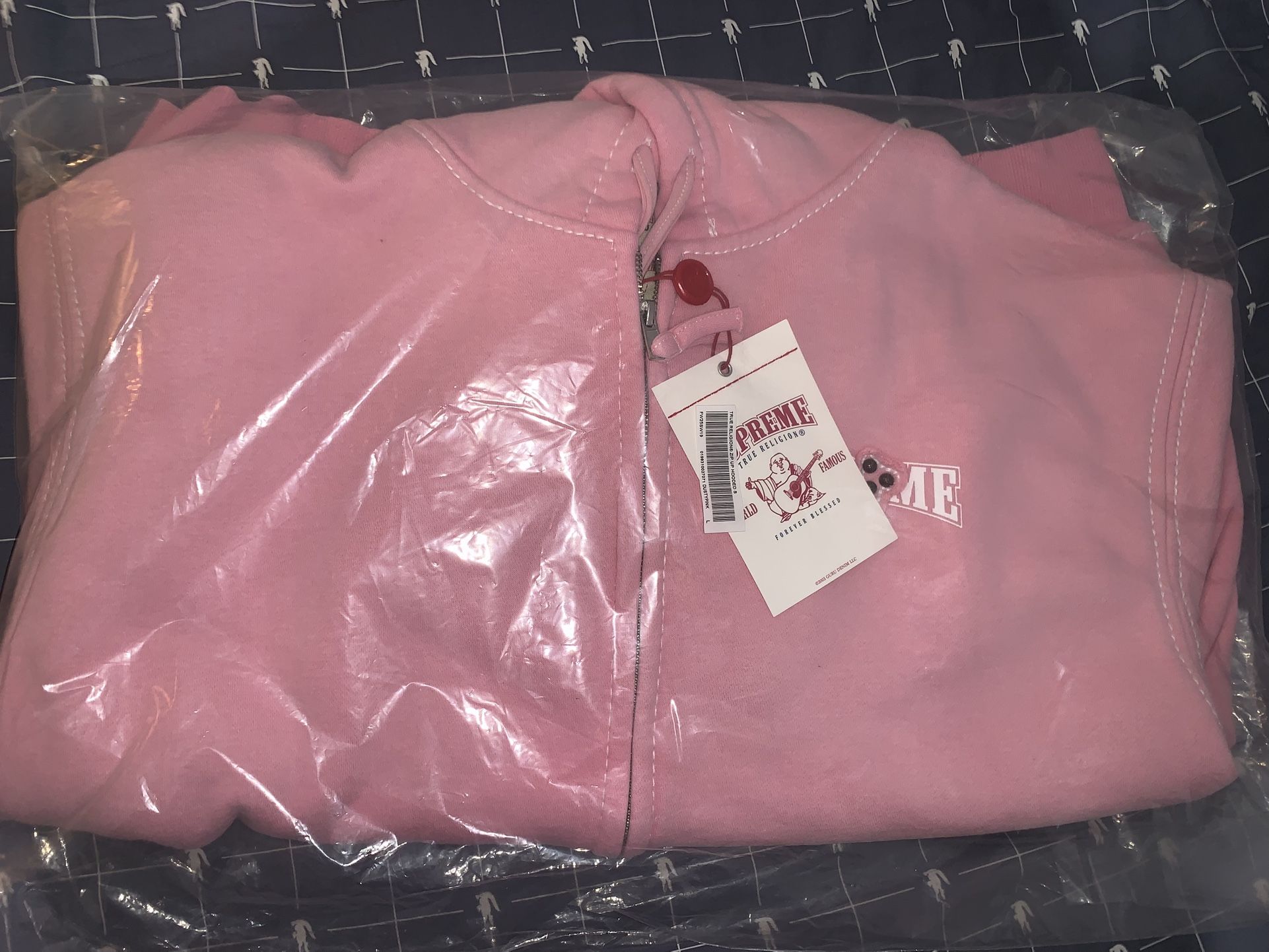 Supreme True Religion Zip Up Hooded Sweatshirt Pink Size Large