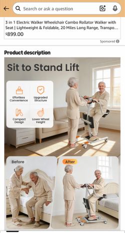Sit to Stand Assist Lift Transport Unit