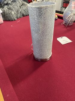 Silver Crackle Glass Table Lamp with Bulb