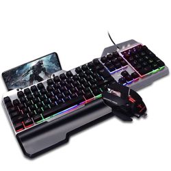 Keyboard and Mouse Combo, FEDARFOX Compact Full Size Gaming Rainbow Keyboard and Mouse Set Backlit Illuminated Mice Mechanical Keyboard for Windows, C