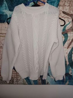 Cream Cable Knit Crewneck Sweater