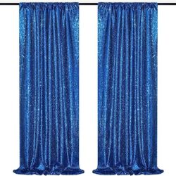 Royal Blue Sequin Backdrop Curtains 2 Packs 2ftx8ft Sparkly Backdrop Fabric Glitter Backdrop for Party Ceremony Wedding Background Decoration