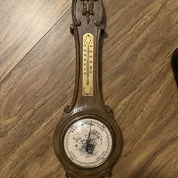 Vintage Belgian Weather Station Barometer Thermometer
